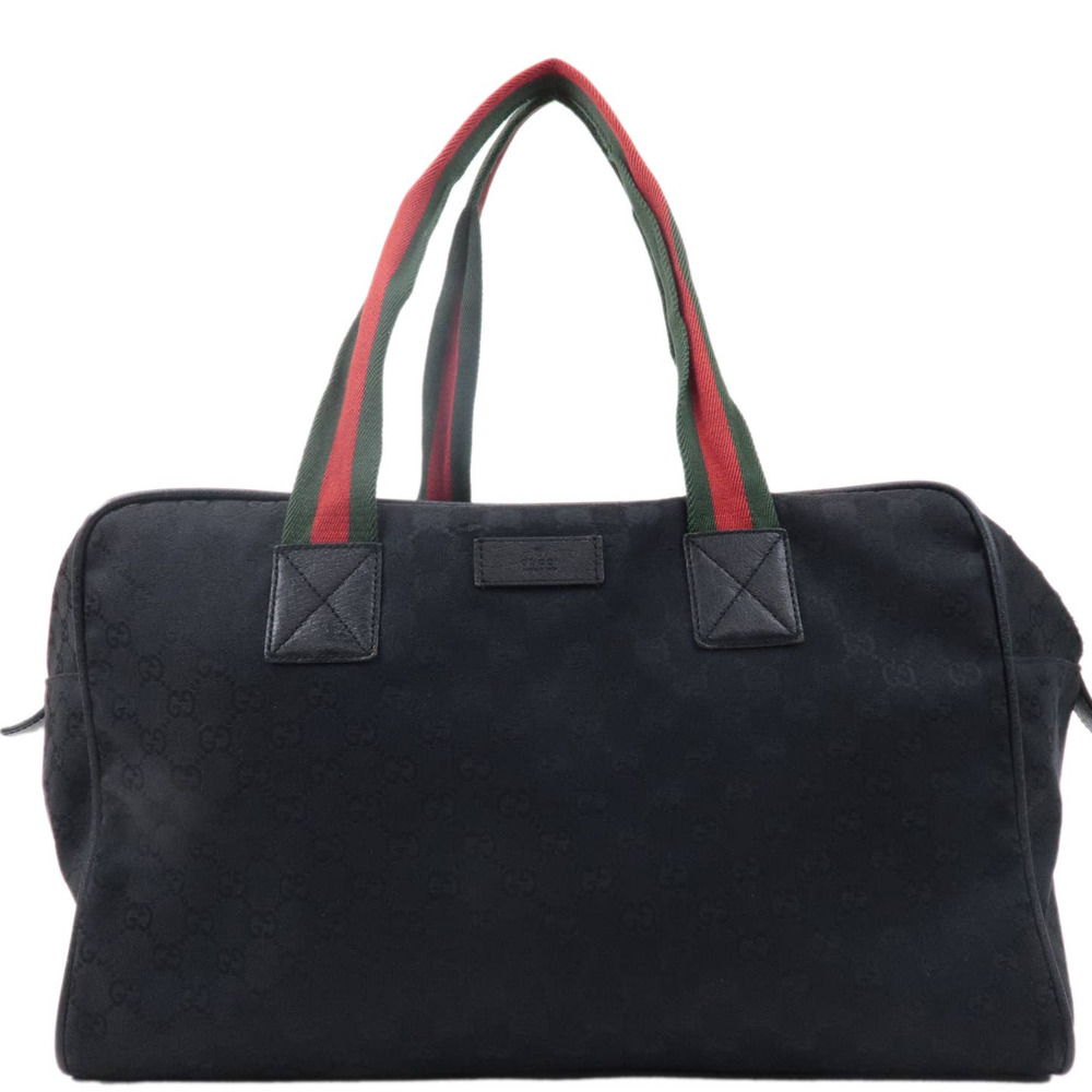 💎✨BEAUTIFUL✨💎Authentic GUCCI Sherry GG Canvas Leather Boston Bag Black